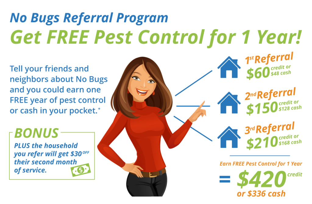 no bugs referral program - get free pest control for 1 year